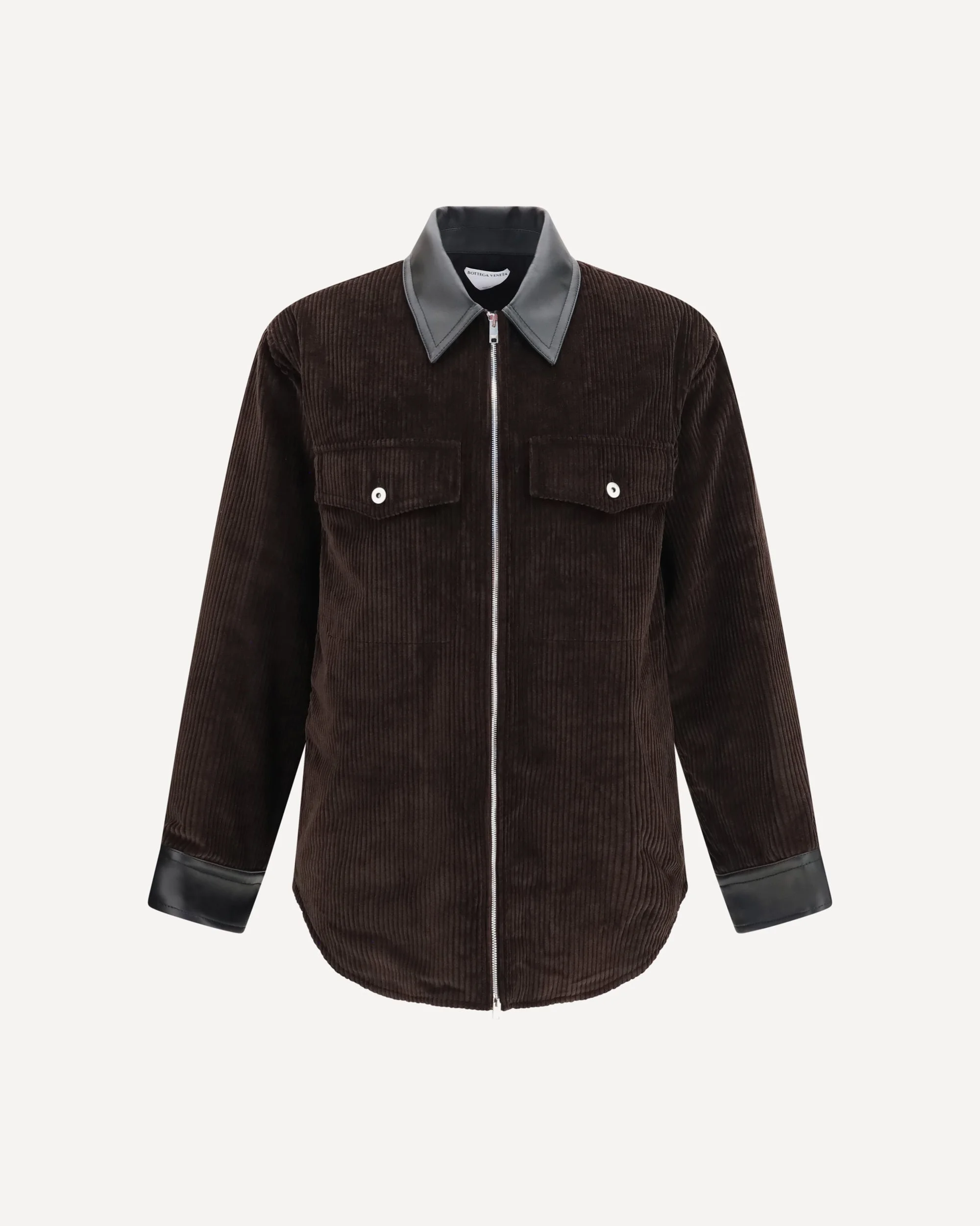 Corduroy Jacket with leather collar - 1