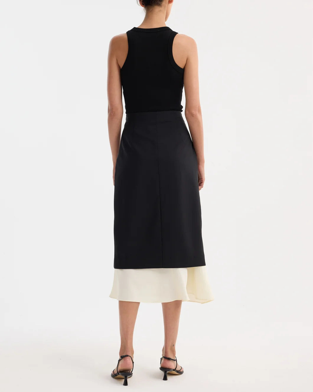 CONTRAST UPSIDE-DOWN SKIRT  | BLACK - 4