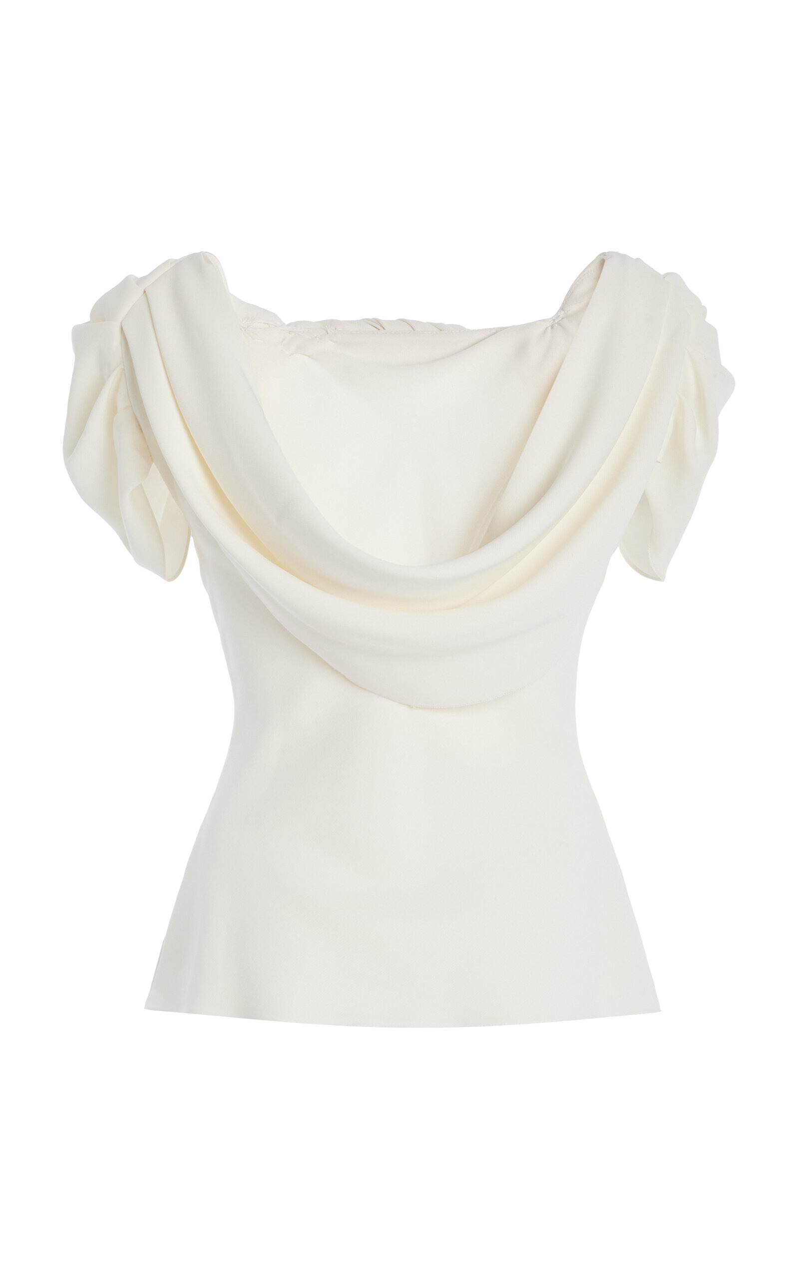 Draped Stretch-Silk Top ivory - 5