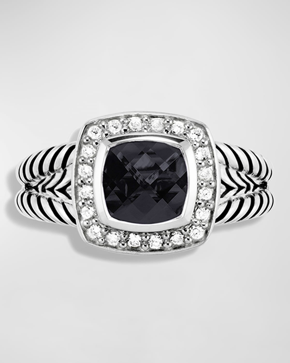 Petite Albion Ring with Gemstone and Diamonds in Silver, 7mm - 3