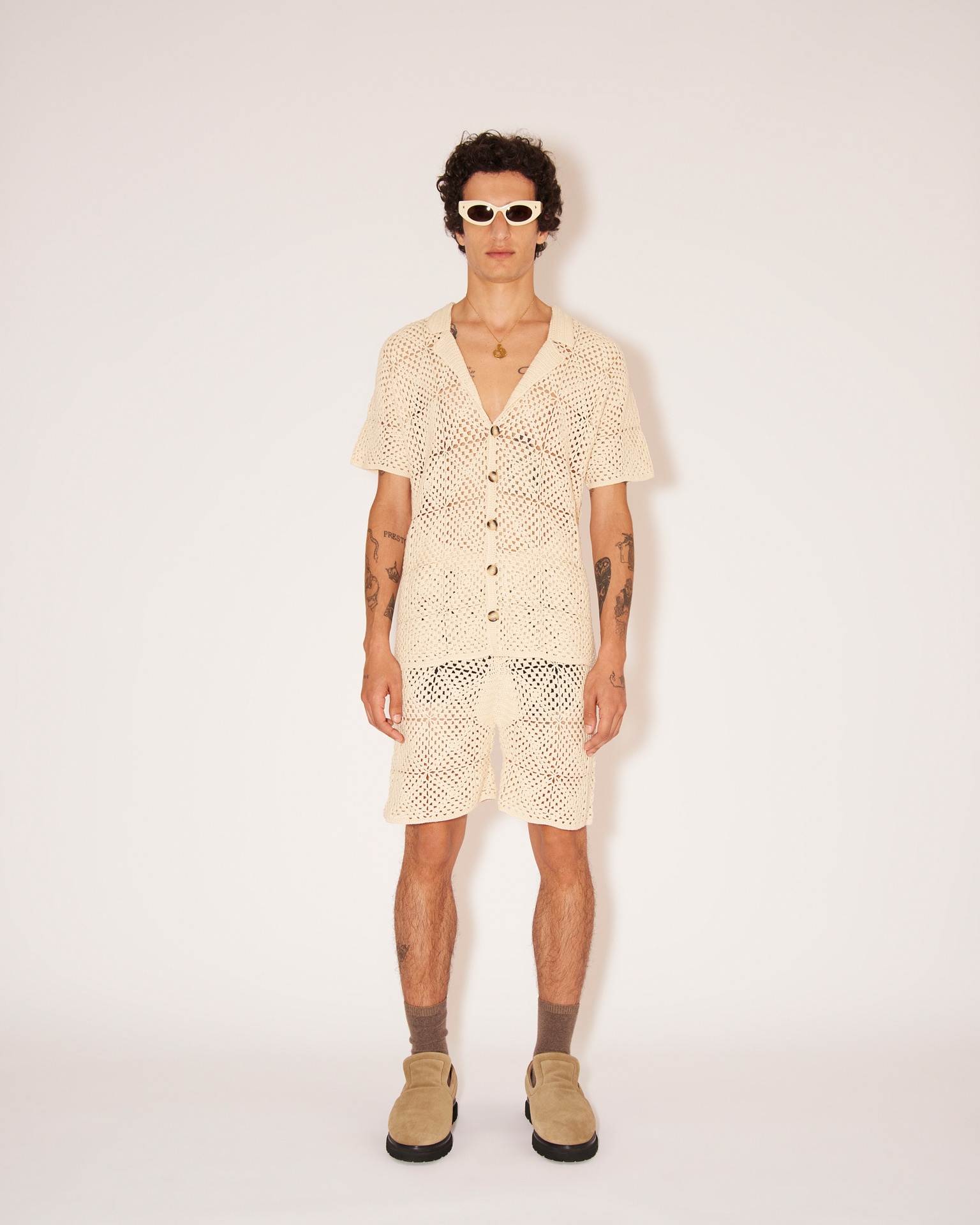 ISAI - Cotton-crochet loose shorts - Creme - 2