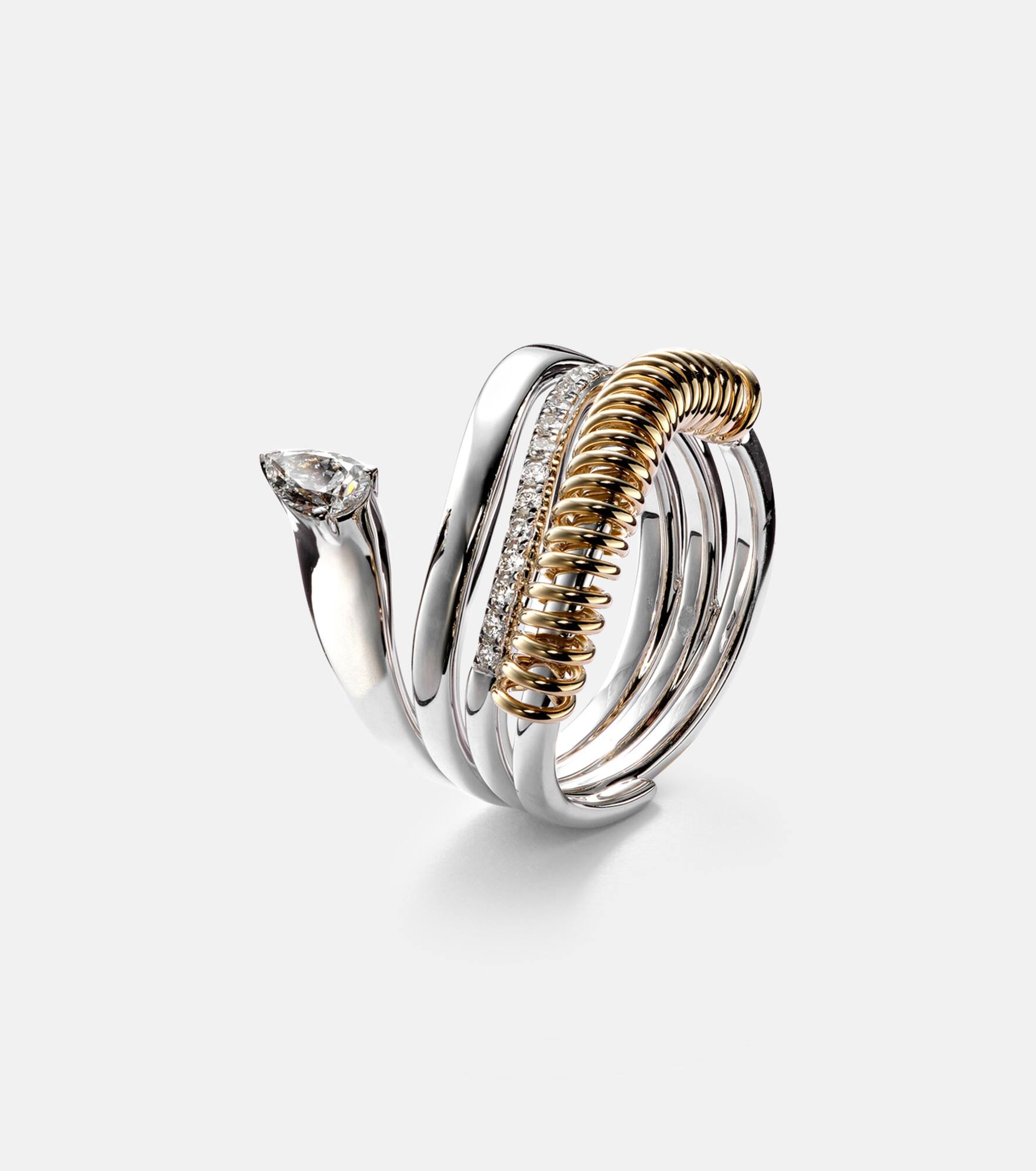 Versus Pear 18kt gold ring with diamonds - 4