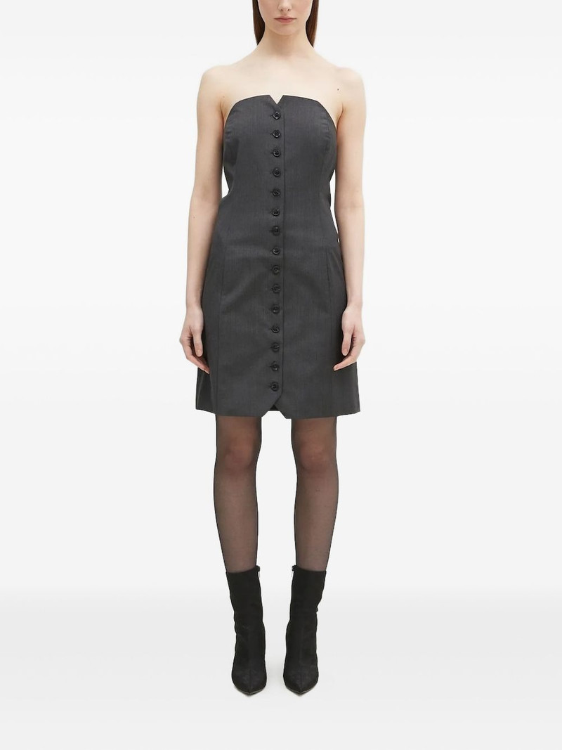strapless button-front mini dress 1