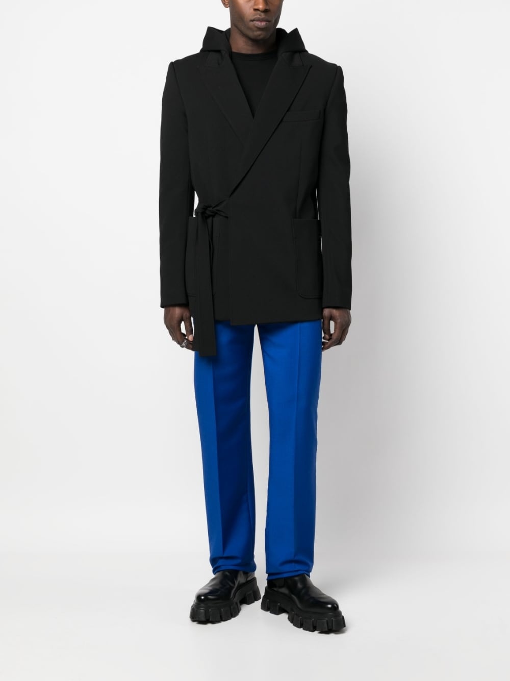 tie-fastening hooded jacket - 2