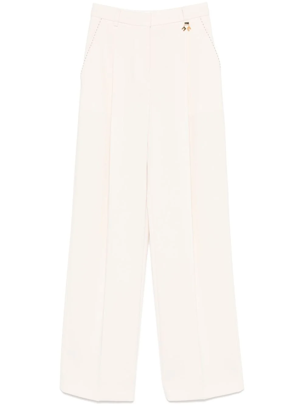 contrasting-topstitching crepe trousers - 1