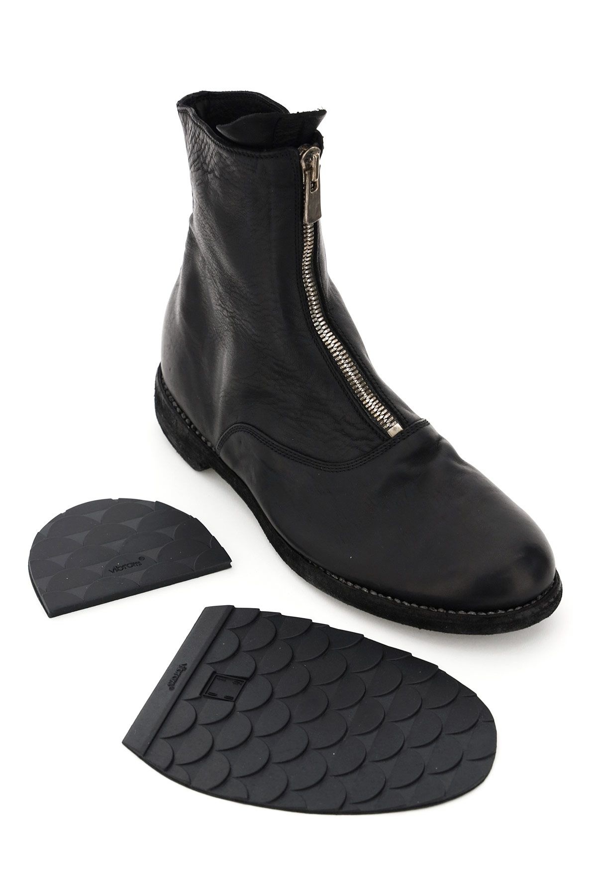 FRONT ZIP LEATHER ANKLE BOOTS - 4