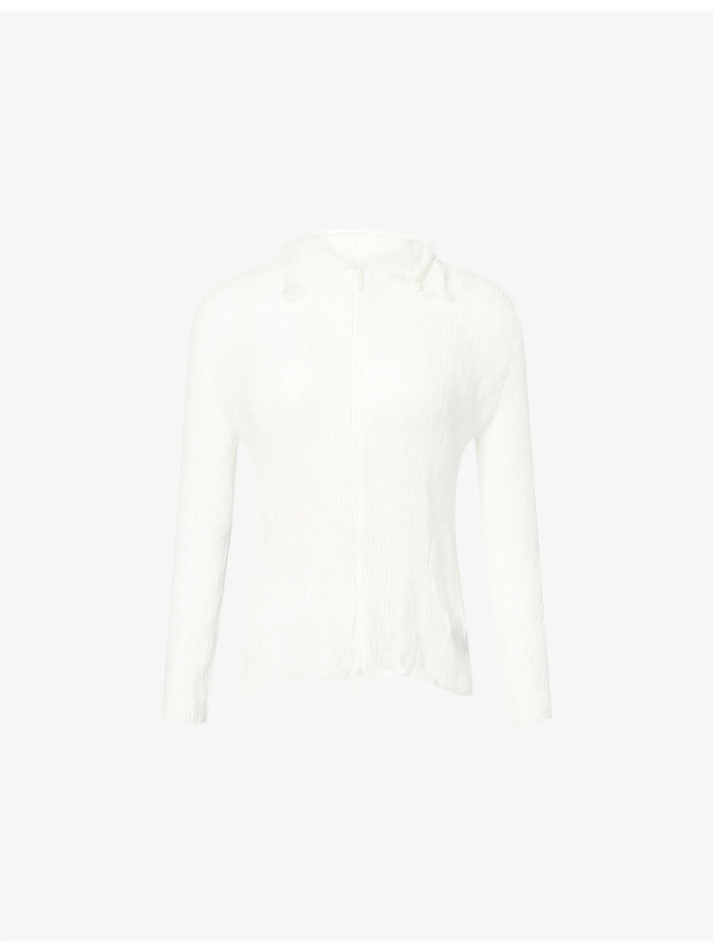 Chiffon Twist Zip-Through Pleats Shirt - 1