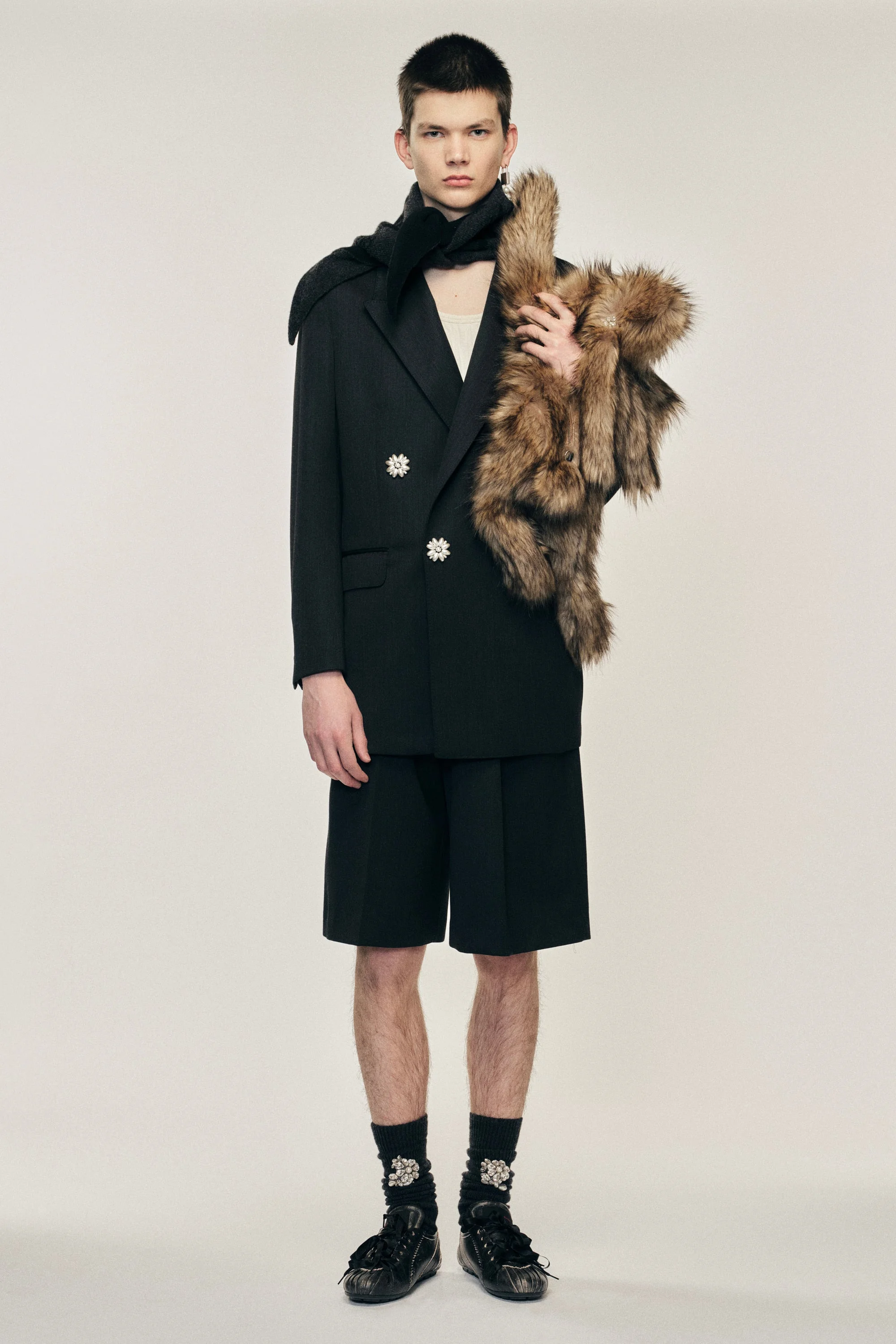 Double Breasted Pearl Button Jacket - 1