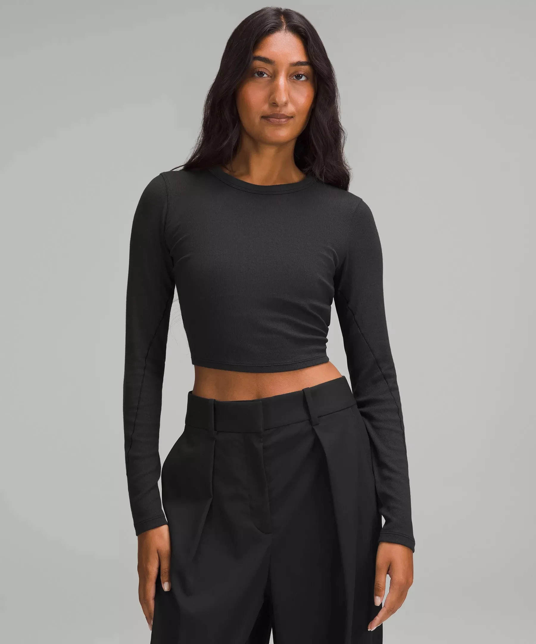 Hold Tight Straight-Hem Cropped Long-Sleeve Shirt - 1