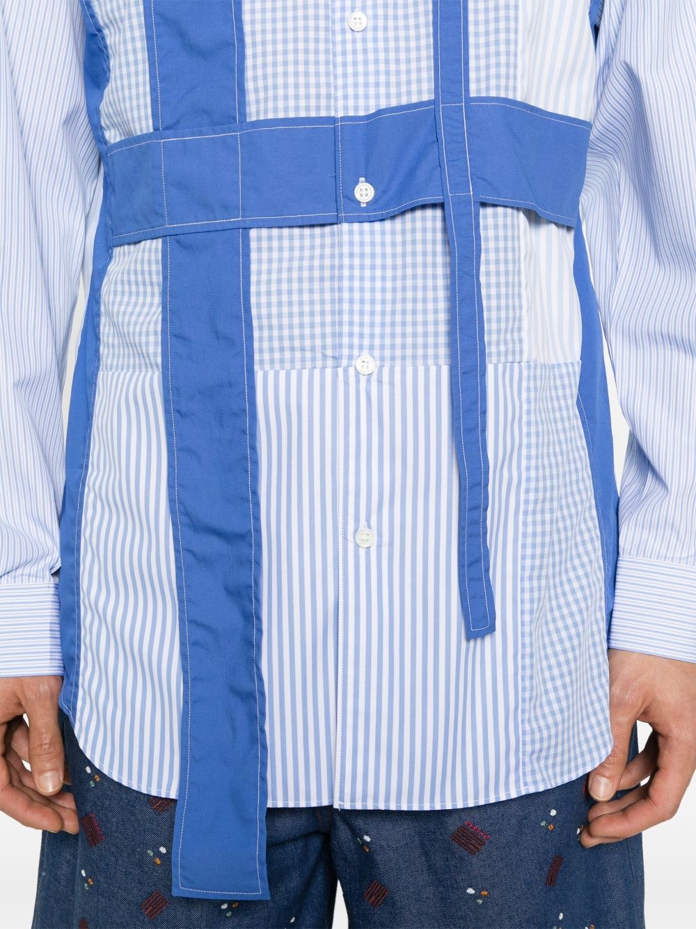 patchwork striped shirt - 5