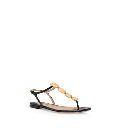 TOM FORD STAMPED CROC LEATHER TITAN T STRAP THONG SANDAL outlook