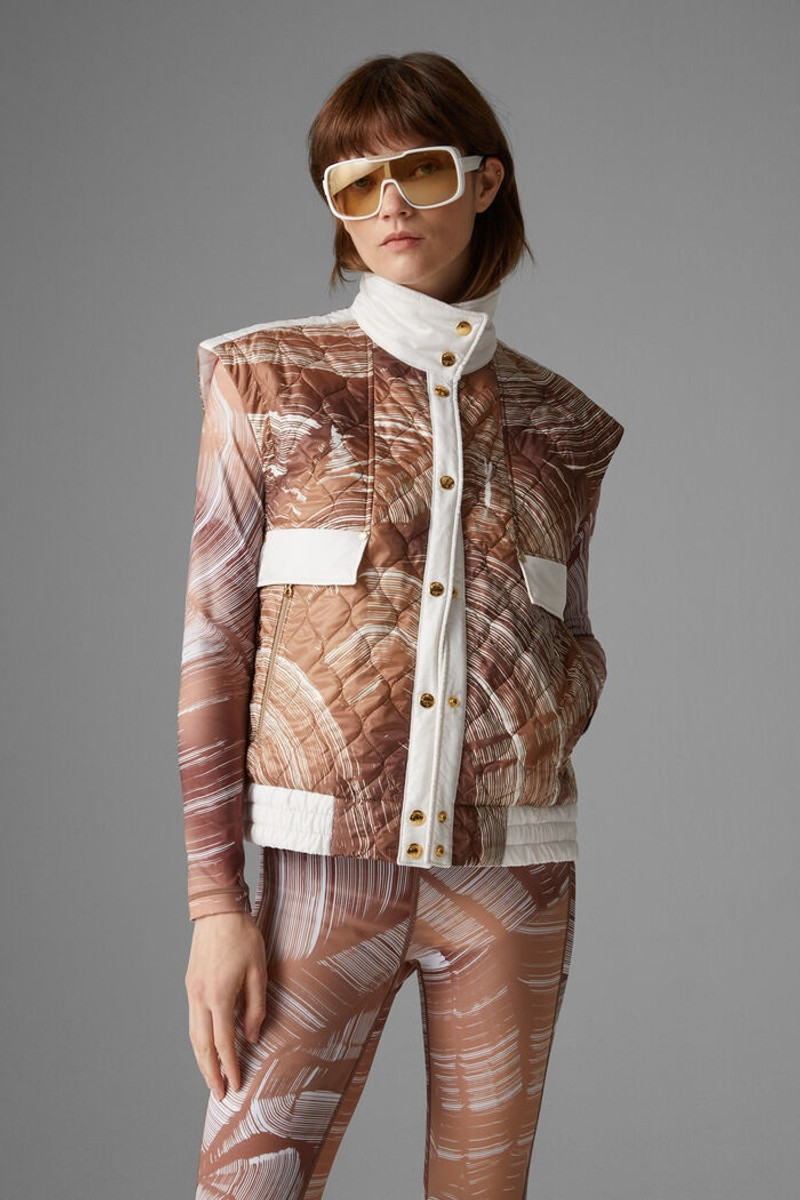 Pinar Quilted gilet in Brown/Off-white 2