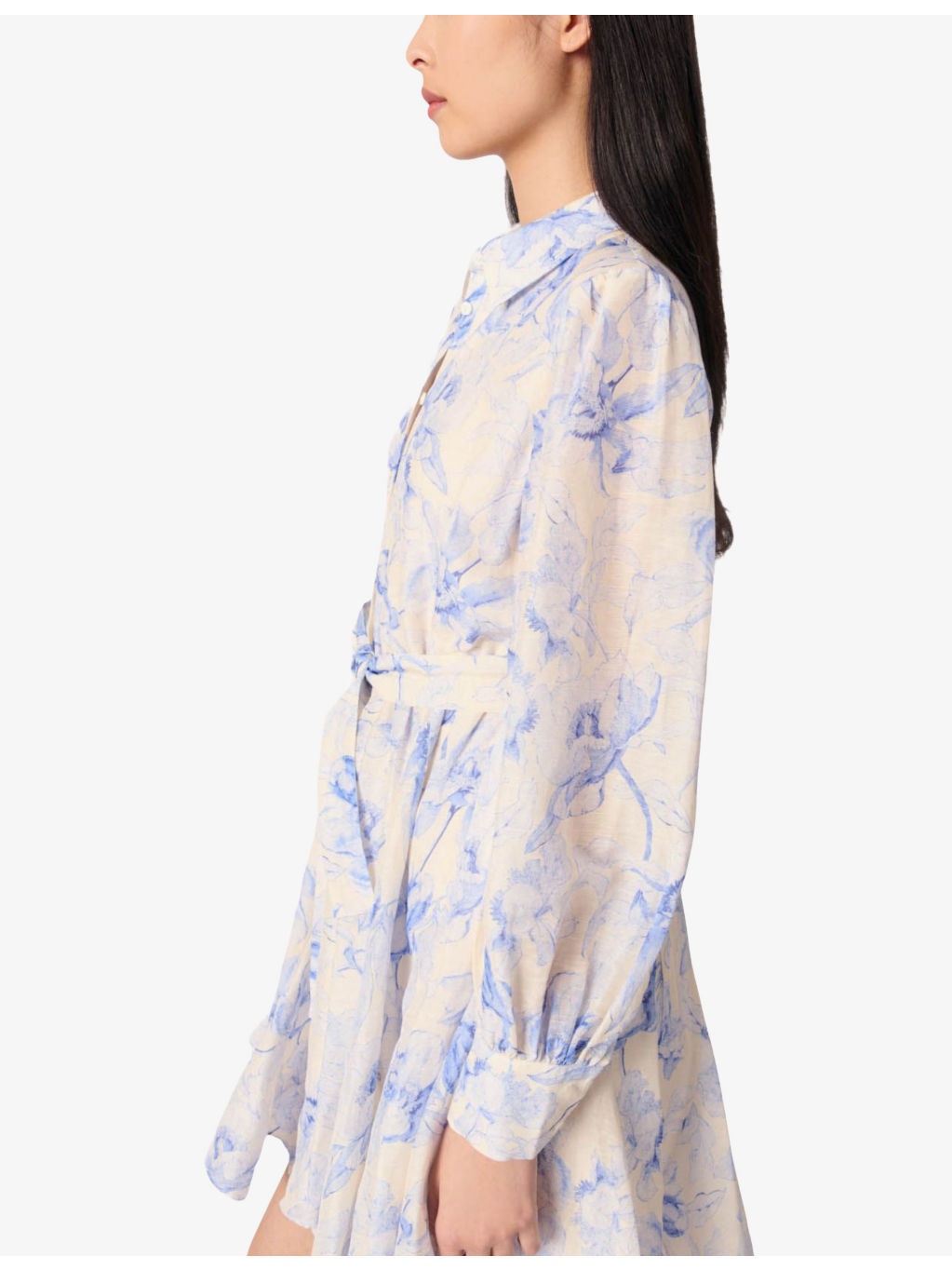 Floral-Print Tie-Waist Linen-Blend Mini Dress - 3