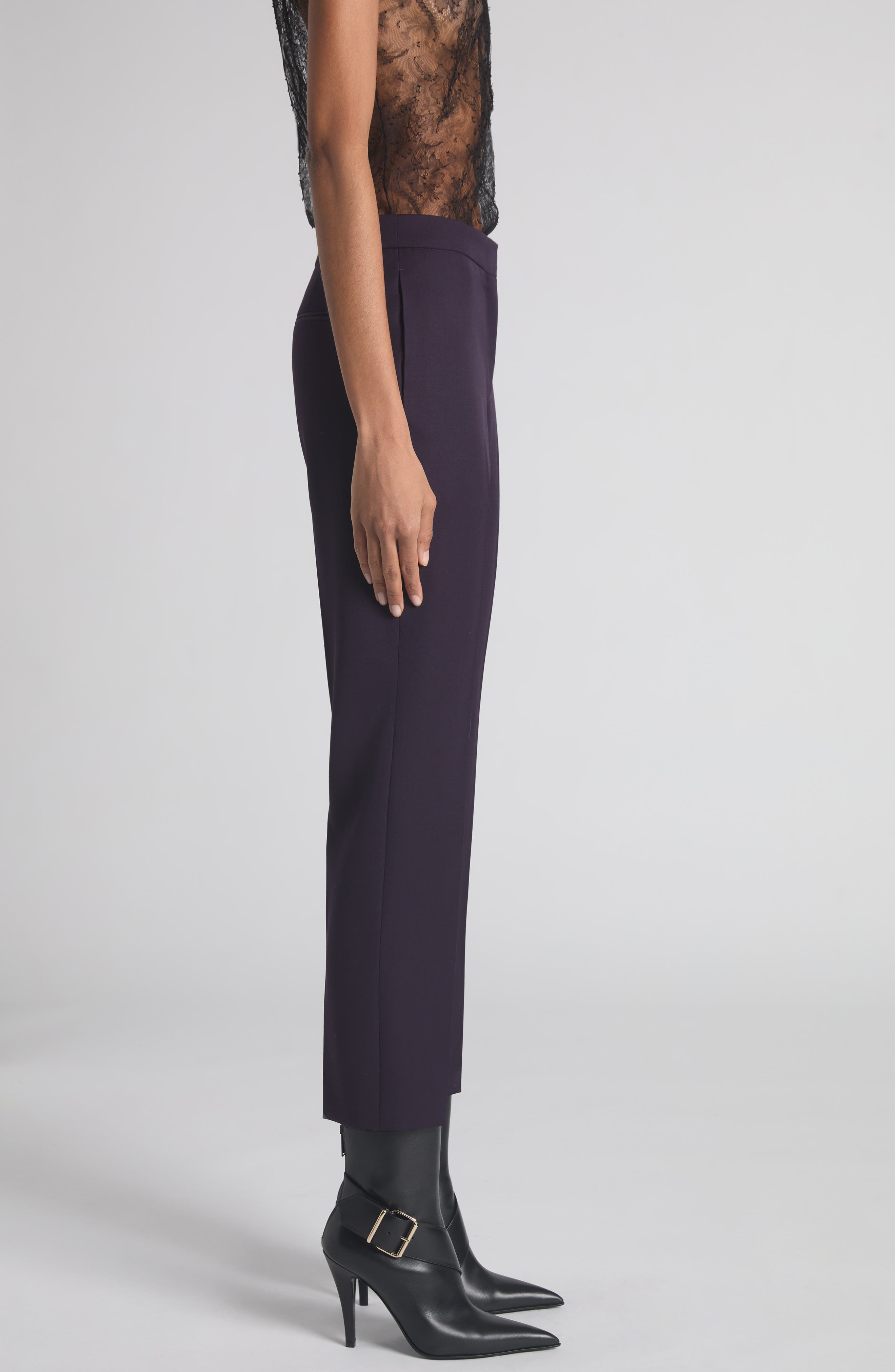 McQueen Wool Cigarette Trousers in Violet at Nordstrom - 3