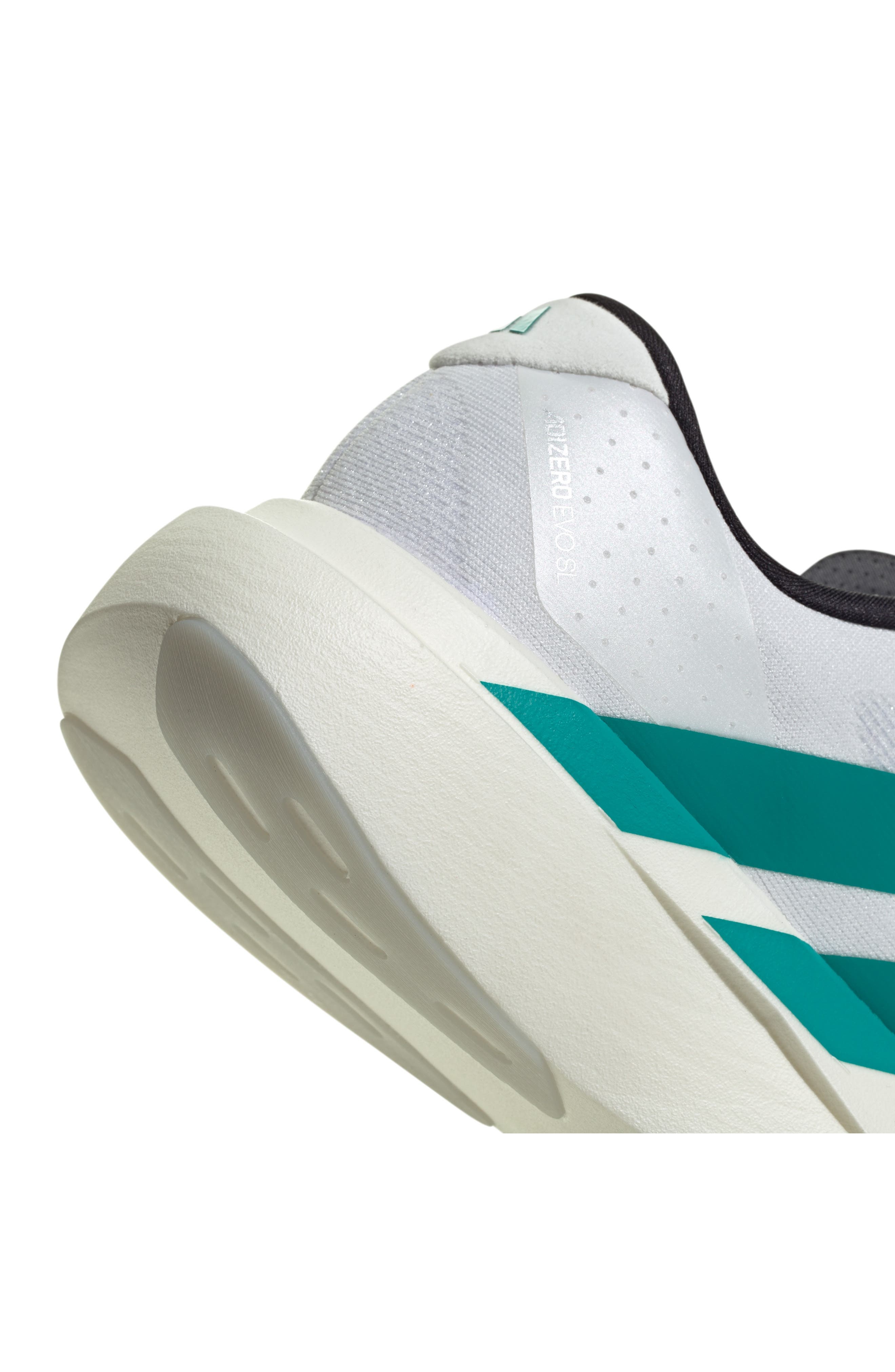 adidas Gender Inclusive Adizero Evo SL Running Shoe in White/Pure Teal/Grey at Nordstrom - 9