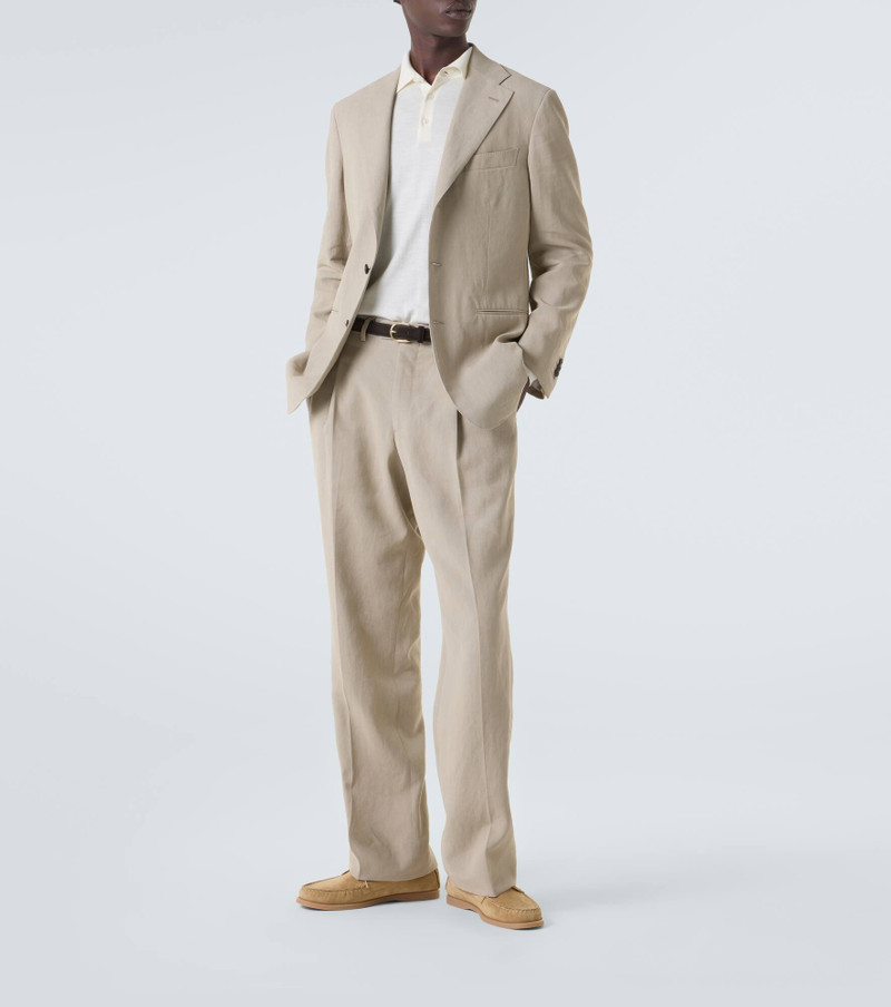 SAMAN AMEL Single-breasted linen suit jacket outlook