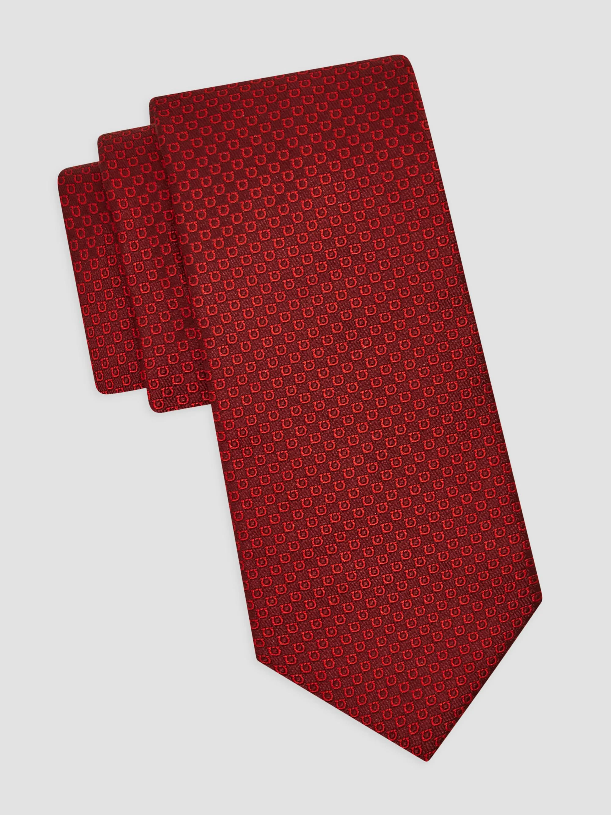 Men's Gancio Silk Tie - Bordeaux - 1