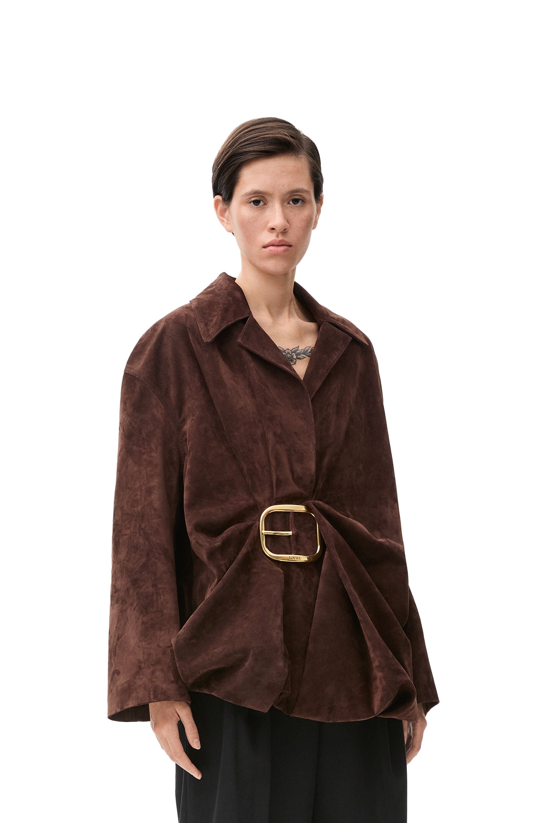 Draped top in suede calfskin - 3