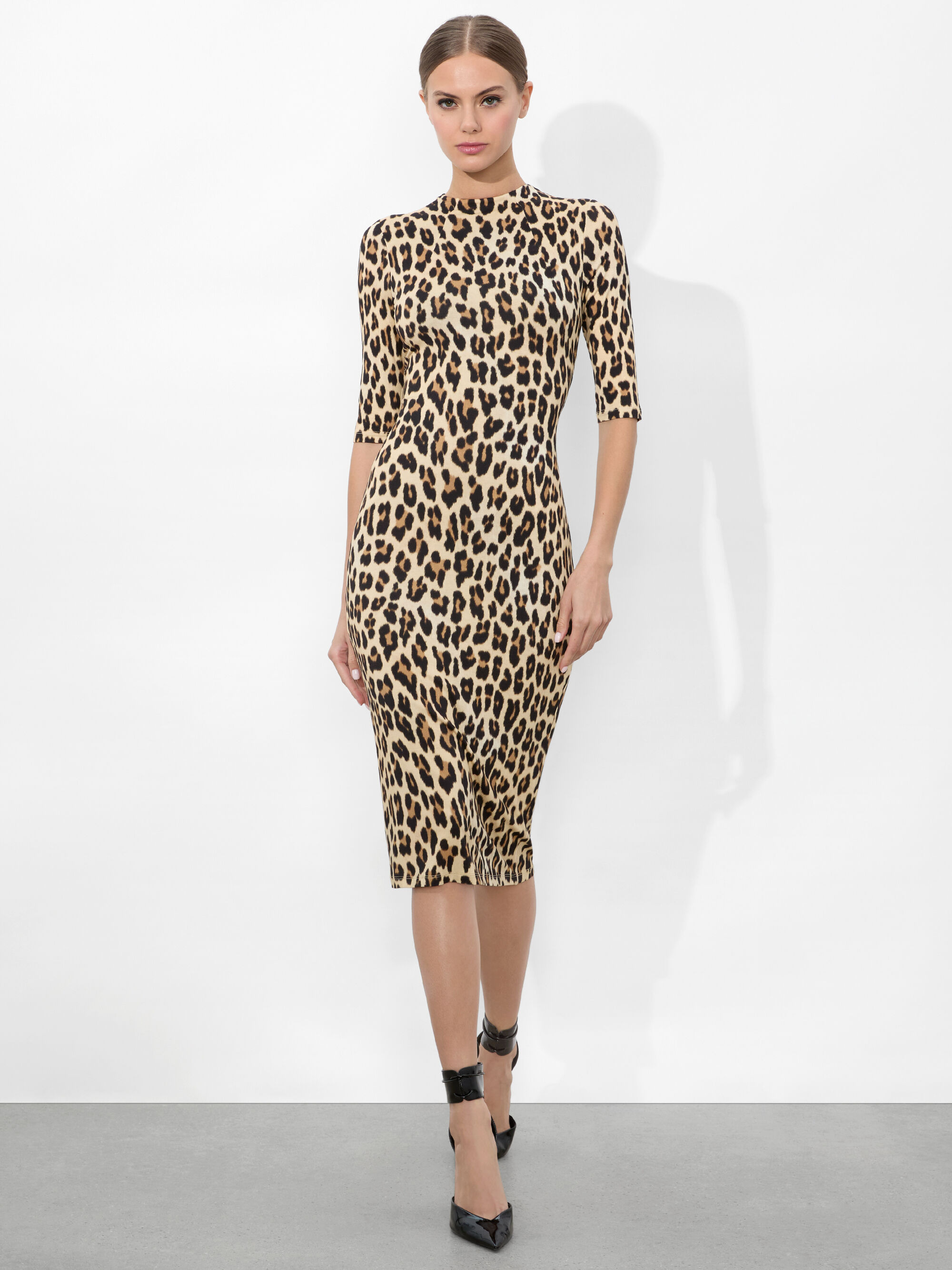 DELORA FITTED MOCK NECK MIDI DRESS - 2