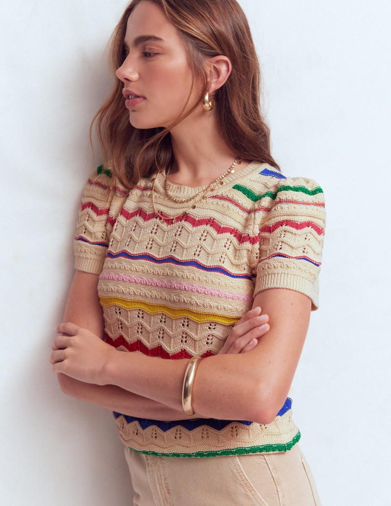 Monica Pointelle T-Shirt-Multi Stripe 8