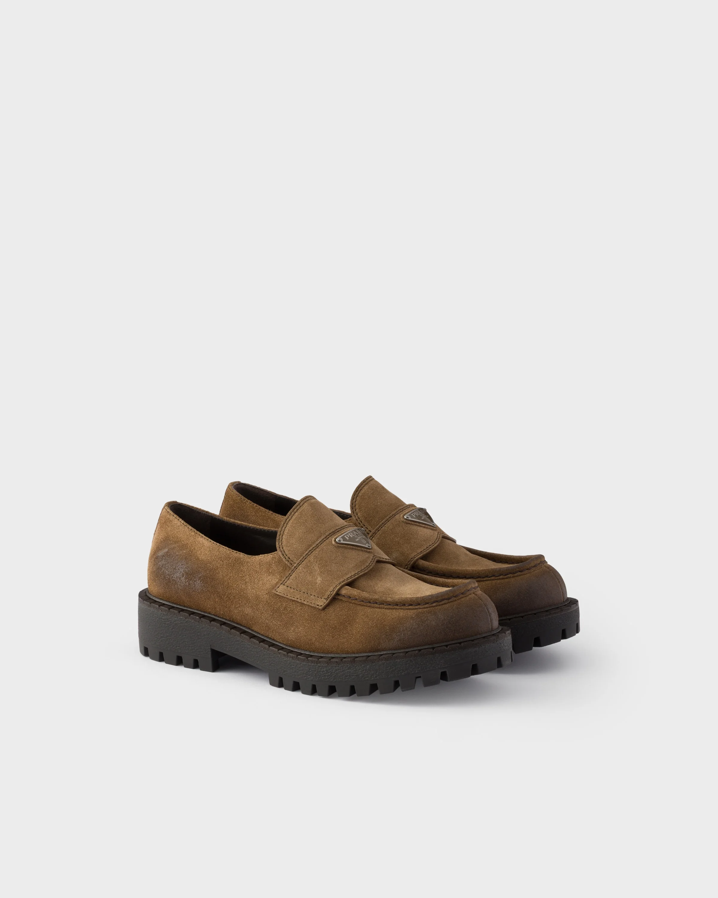 Aged suede loafers - 1