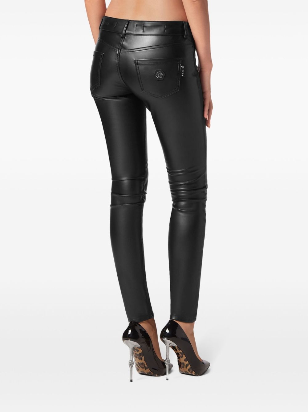 skinny-cut faux-leather trousers - 4