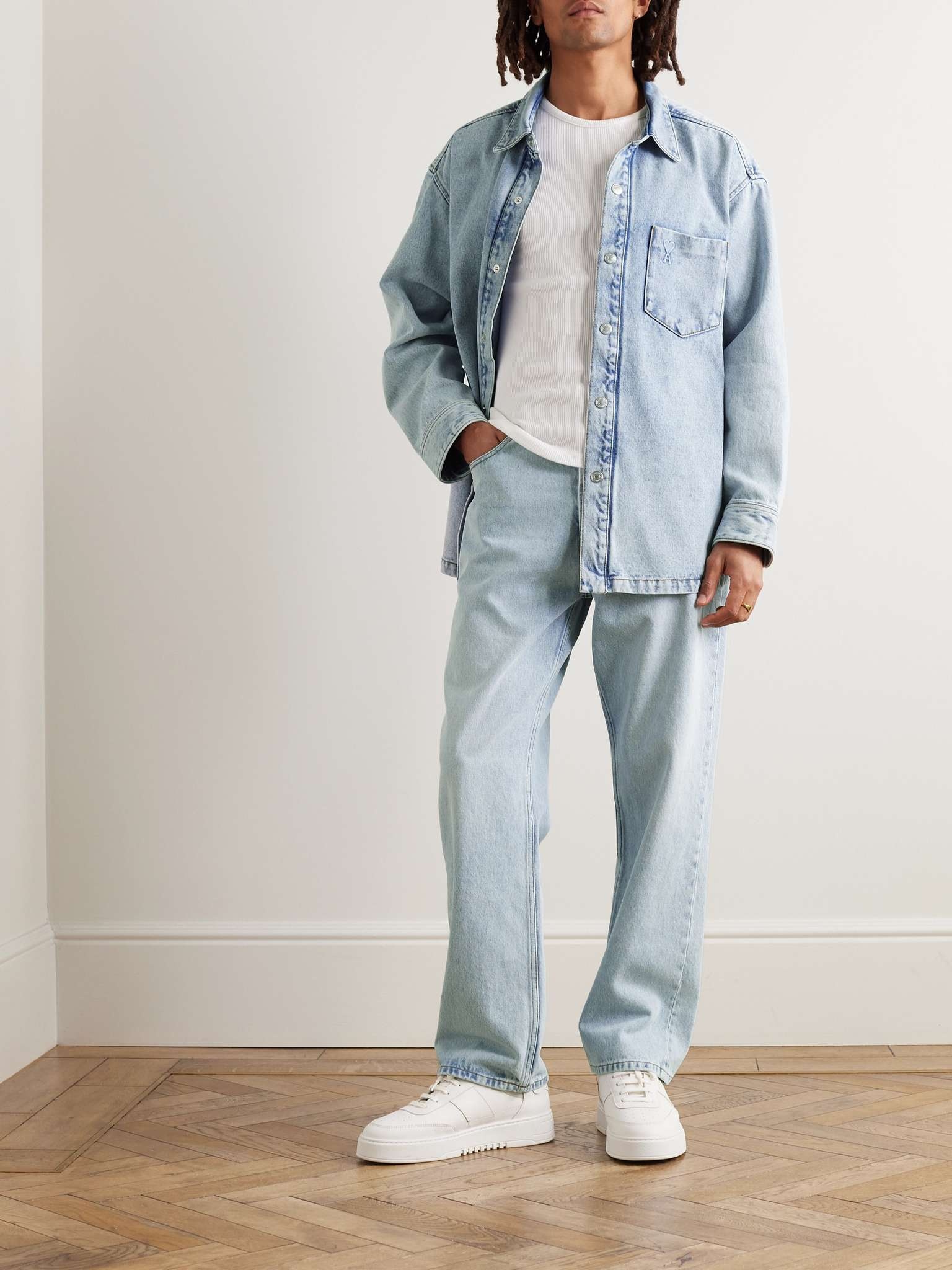 Oversized Logo-Embossed Denim Shirt - 2