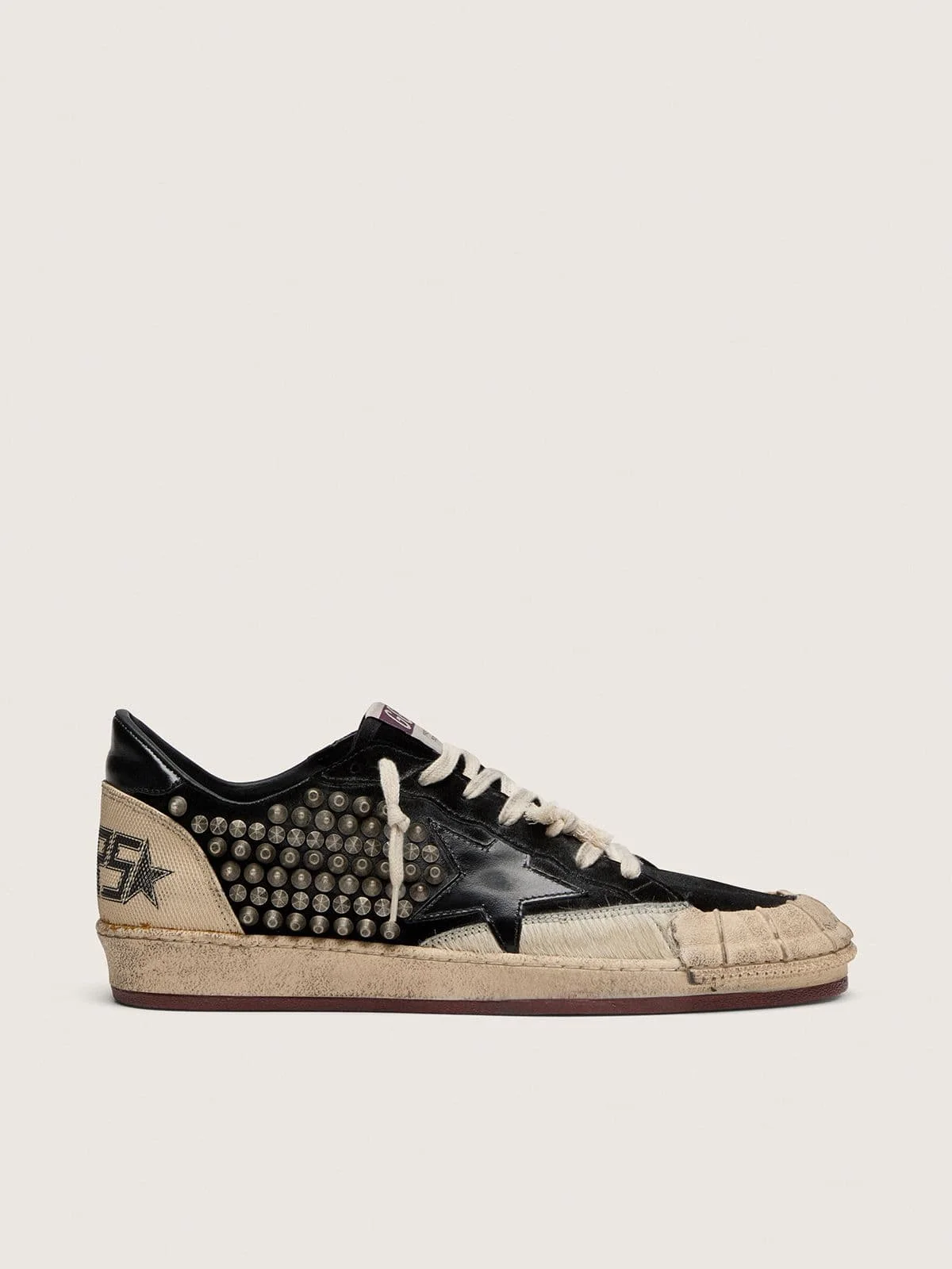 Men's Ball Star LAB in black suede with studs and glossy black leather star - 1