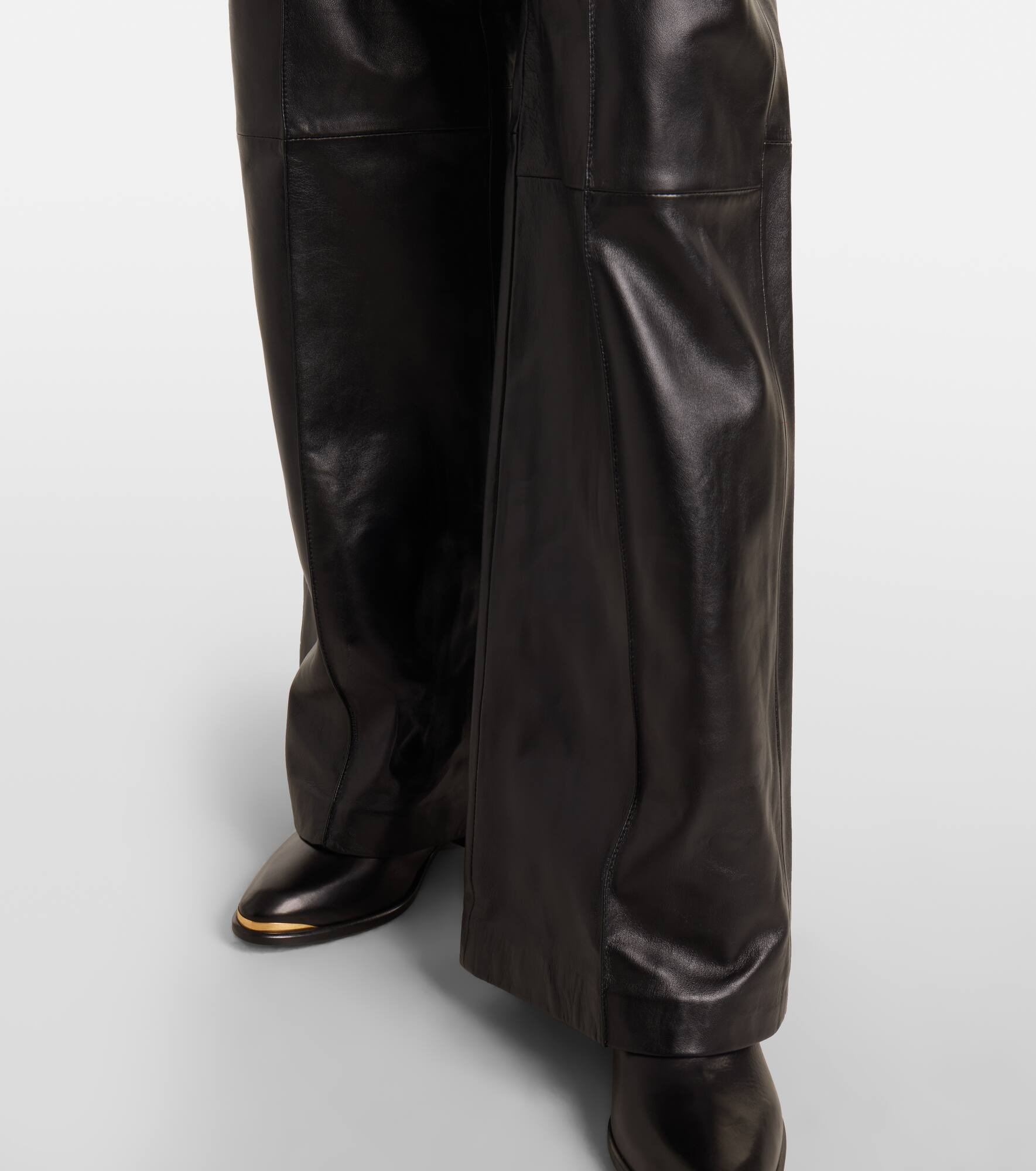 Ciara high-rise leather wide-leg pants - 5