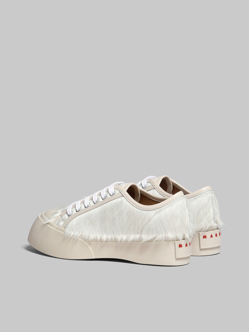 WHITE LONG-HAIR CALFSKIN PABLO LACE-UP SNEAKER - 3