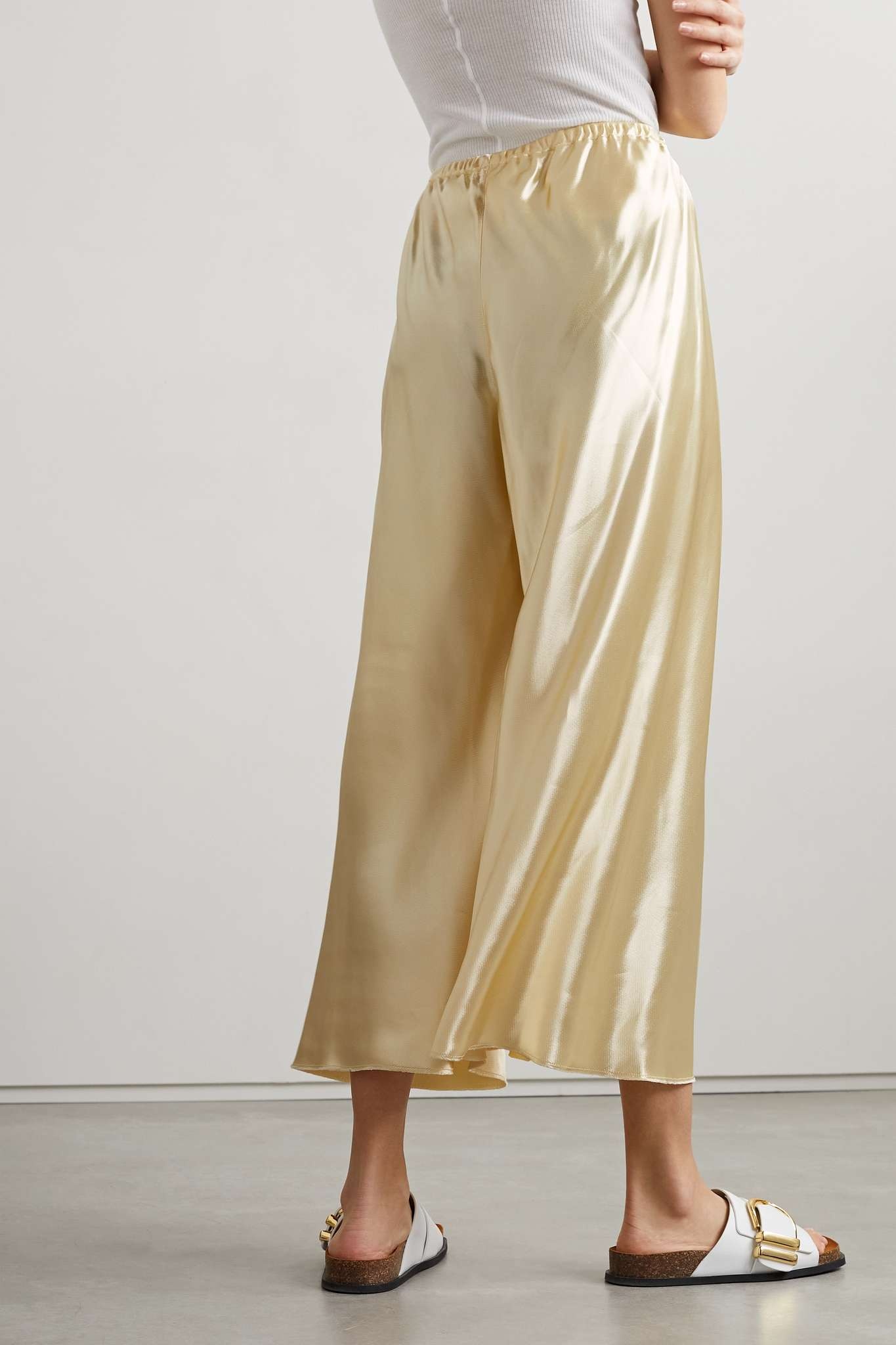 Lindy cropped silk-satin wide-leg pants - 4