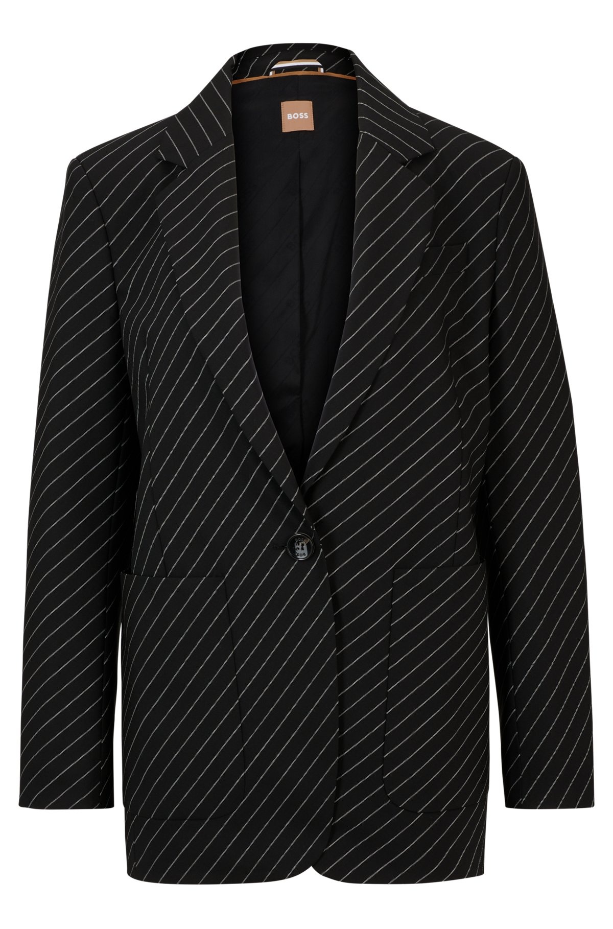 OVERSIZE-FIT JACKET IN STRIPED STRETCH WOOL - 1