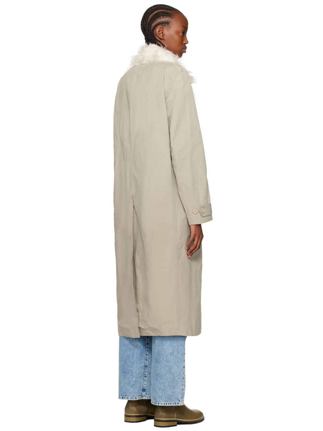 Beige Long DB Buta Coat - 3