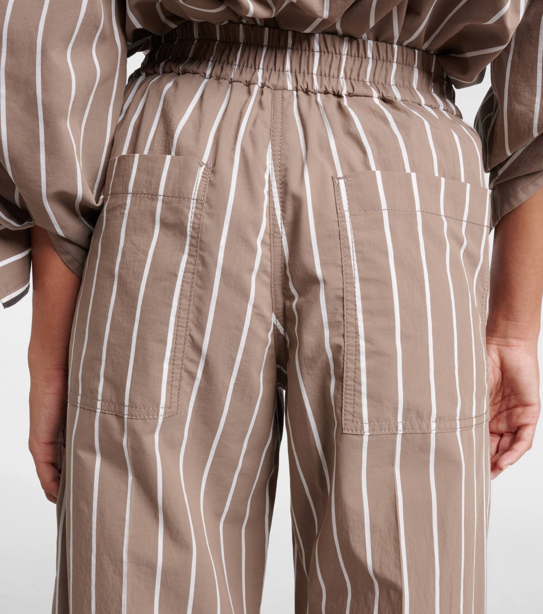 Striped cotton-blend wide-leg pants - 6