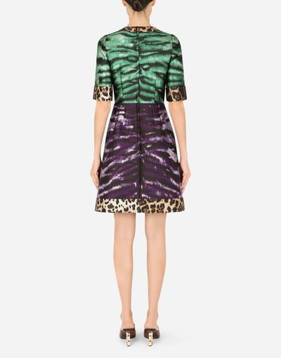 Dolce & Gabbana Short tiger-design brocade dress outlook