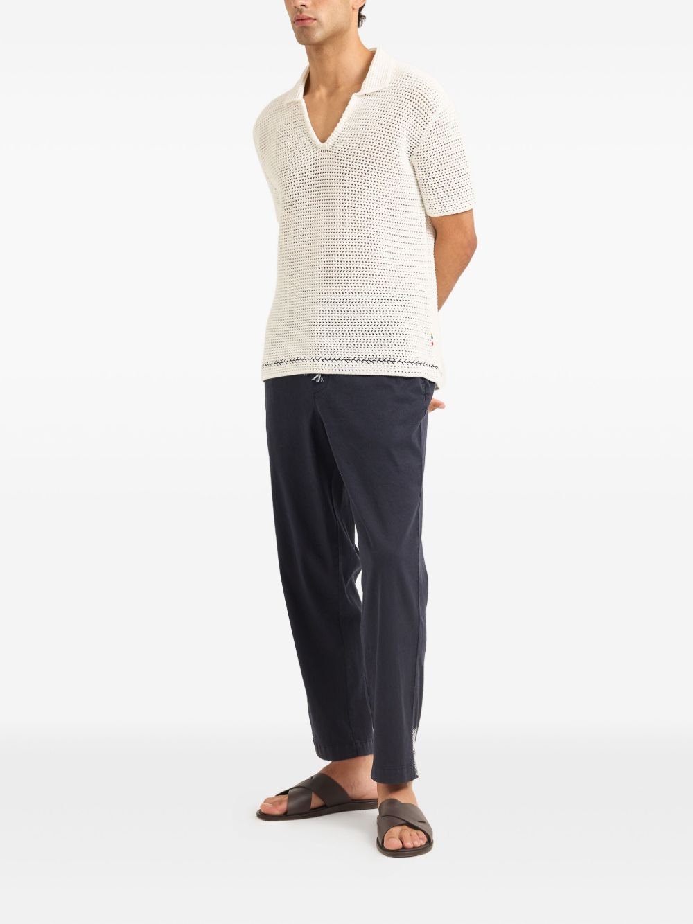 batten-stitch open-knit polo shirt - 2