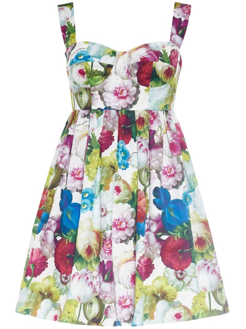 Cotton poplin flower print mini dress - 1