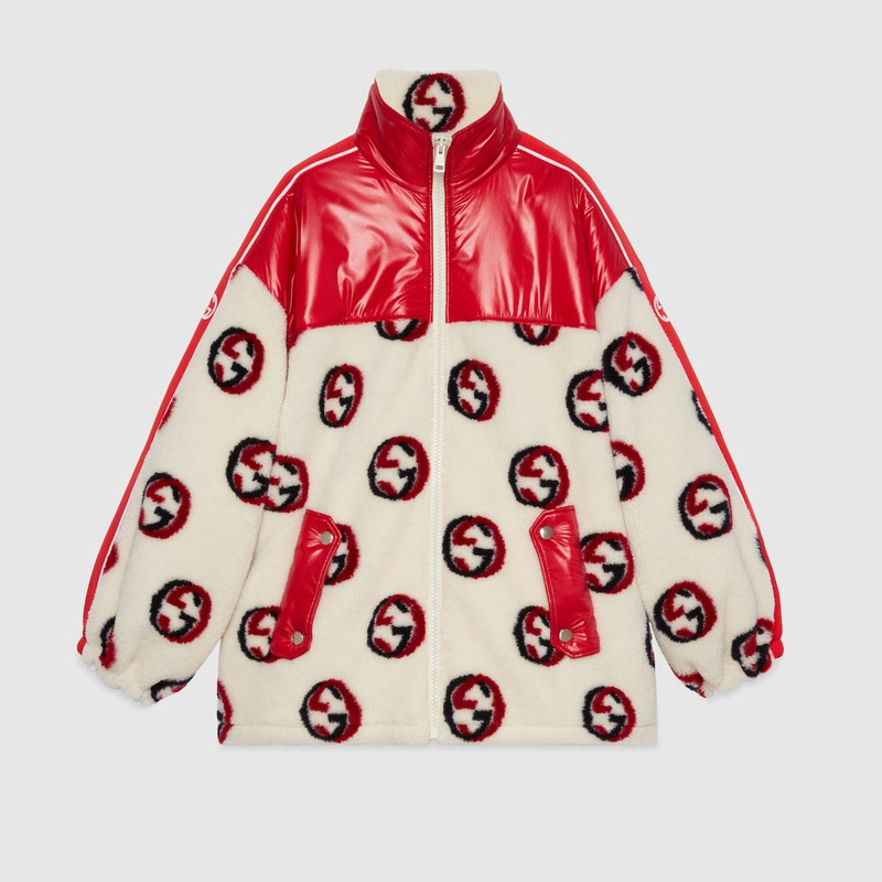 GG wool fleece jacquard zip jacket 1