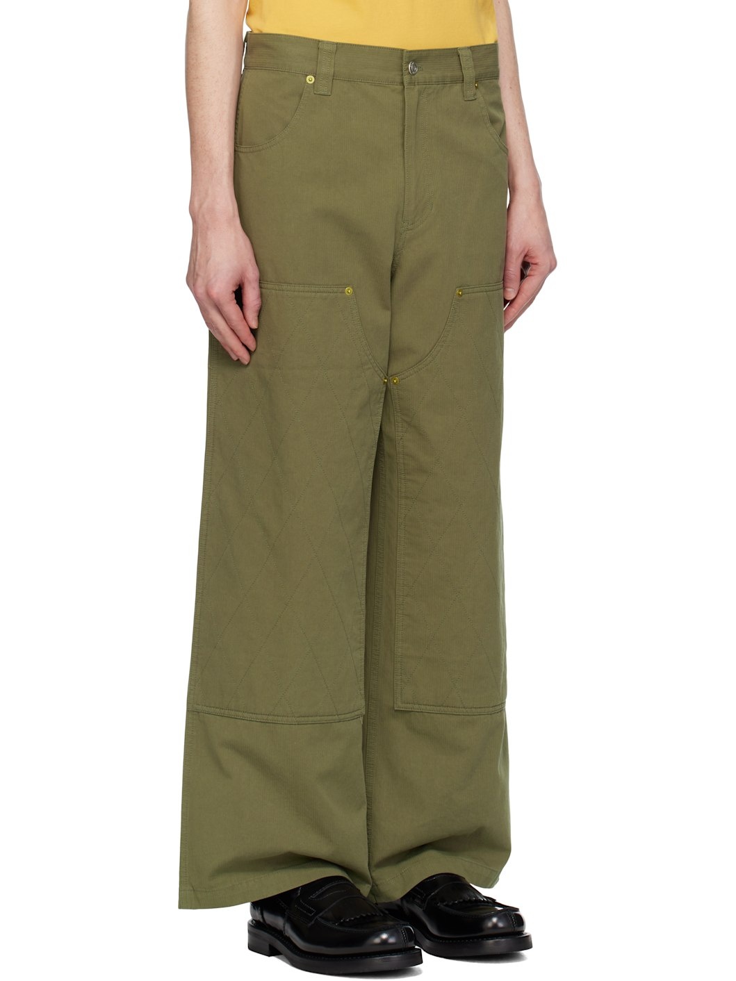 Khaki Wide Carpenter Trousers - 2