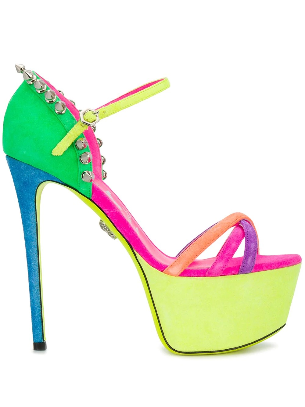 colour-block platform sandals - 1