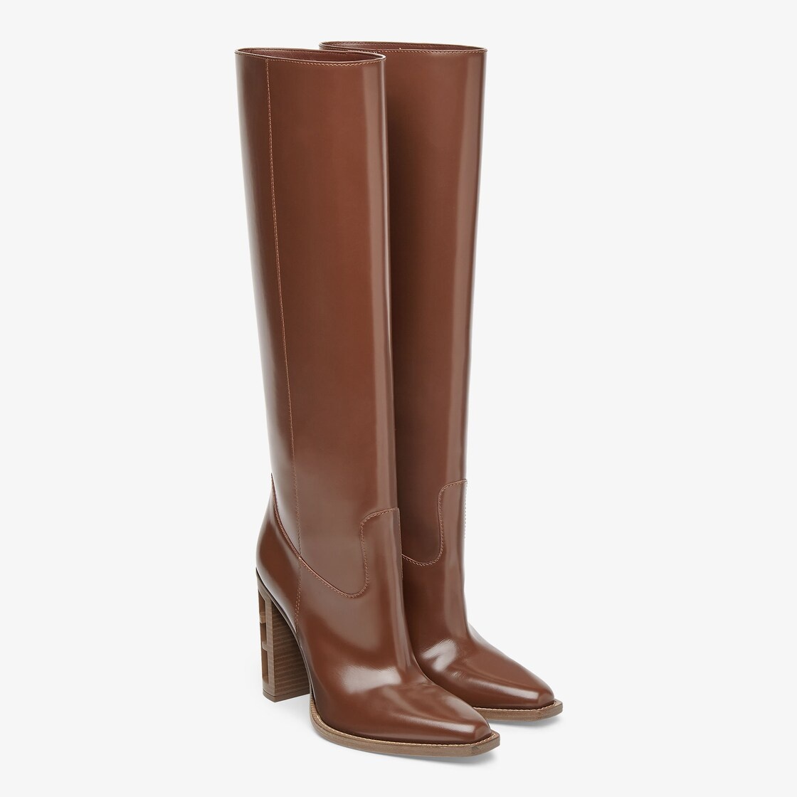 Brown leather high-heeled boots - 4