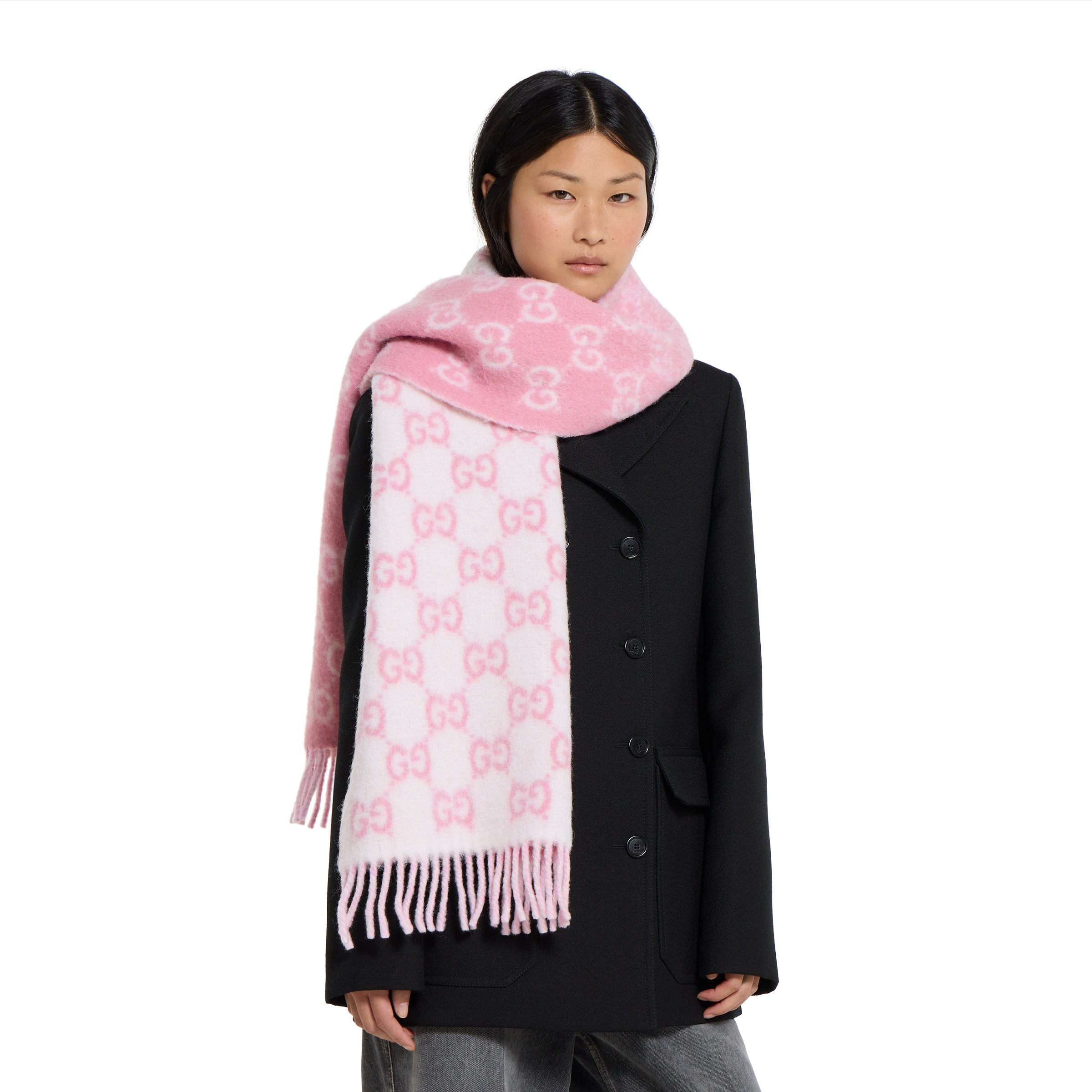 GG alpaca wool blend scarf - 3