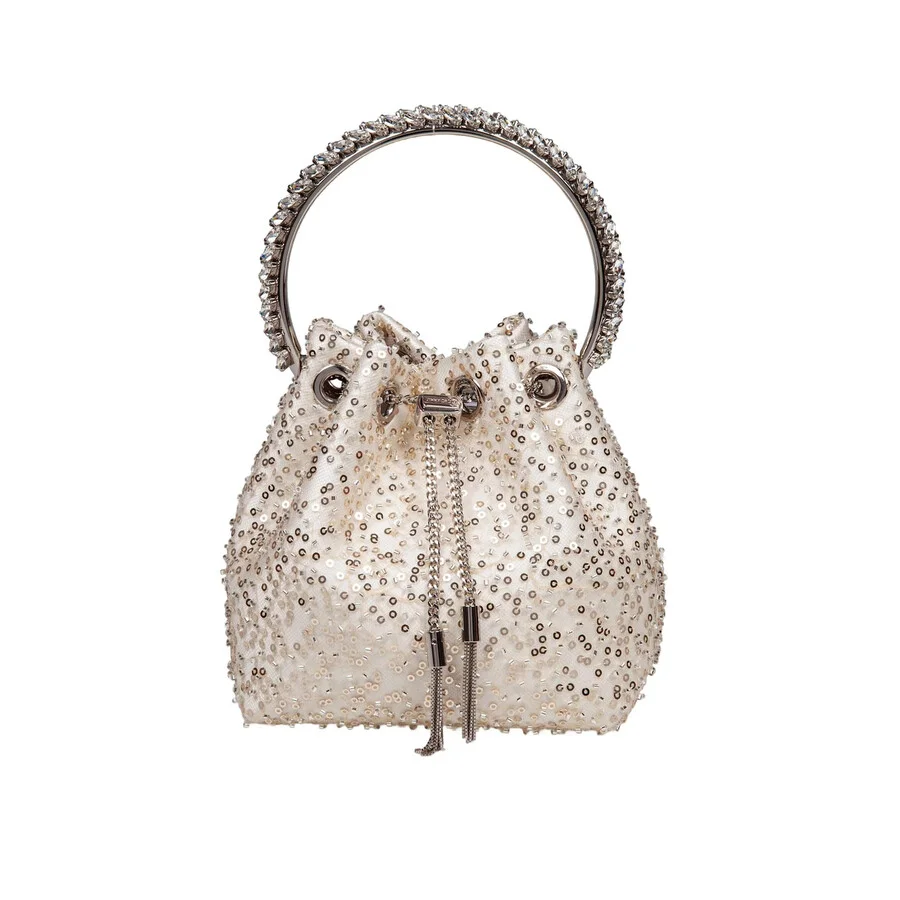 Jimmy Choo Bon Bon Satin Bag With Micro Net And Applied Stones - 1