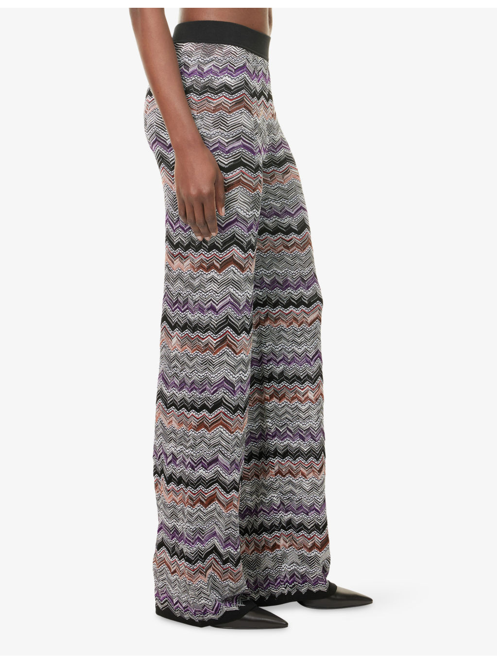 Chevron Wide-Leg Knitted Trousers - 3