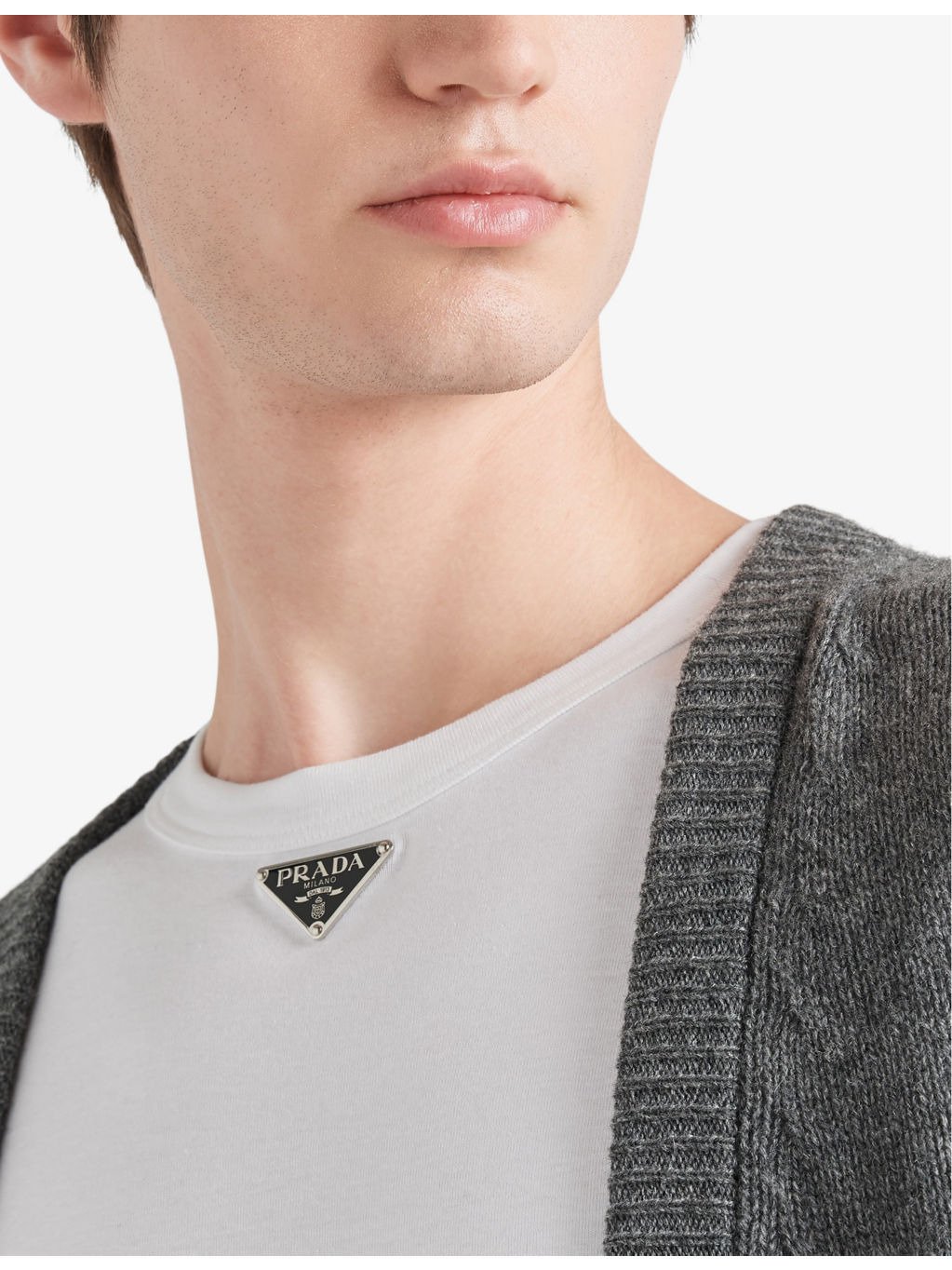 Logo-plaque crewneck slim-fit cotton T-shirt - 5