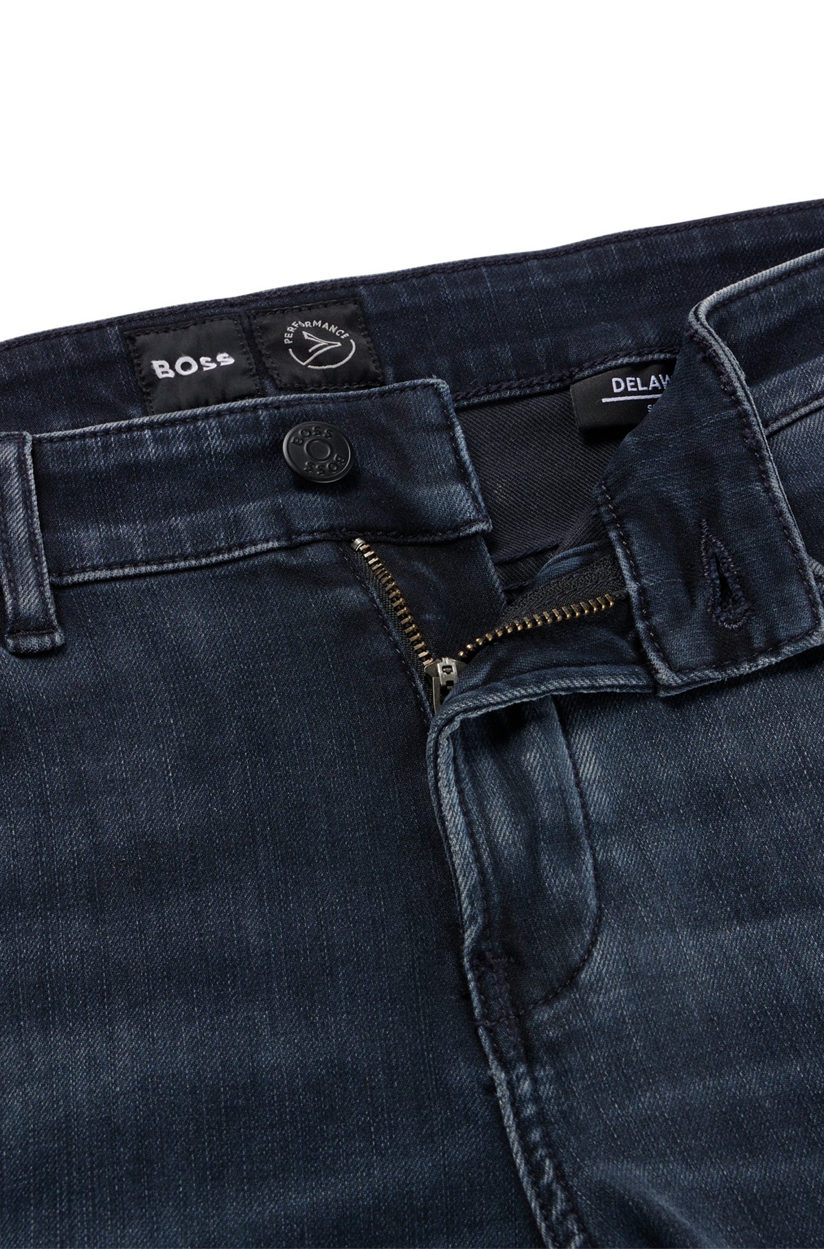 SLIM-FIT JEANS IN BLUE KNITTED DENIM - 6
