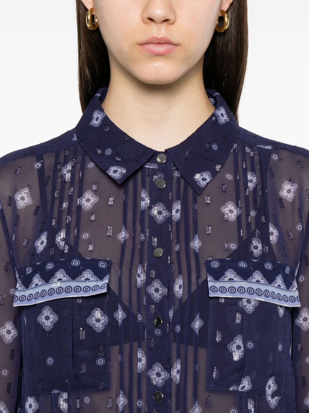 patterned chiffon blouse - 5