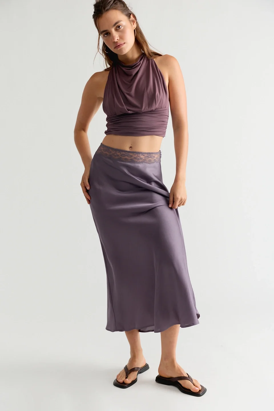 Valeria Midi Slip Skirt - 1
