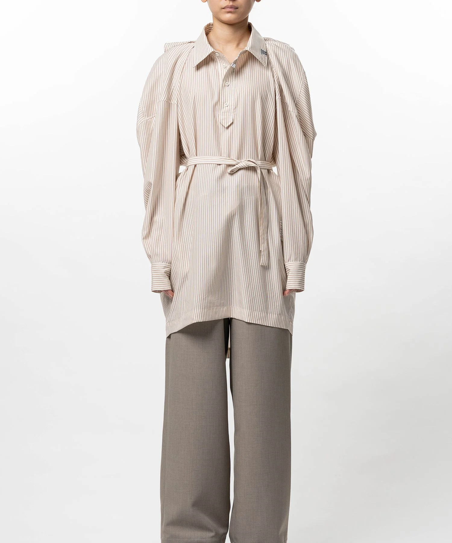 Vest Combined Stripe Shirt Dress - 1