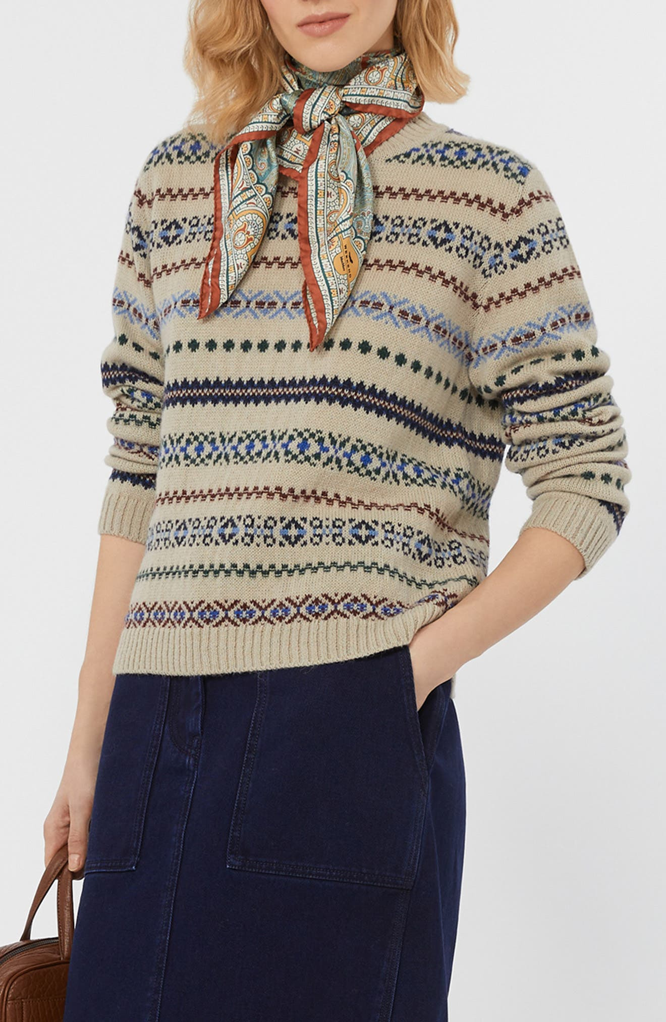 Weekend Max Mara Quirite Jacquard Crewneck Sweater in Ecru at Nordstrom - 3